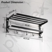 Plantex Towel Rack for Bathroom/Stainless Steel Towel Bar/18 Inch Towel Holder with Towel Rod/Bathroom Accessories - (Black)