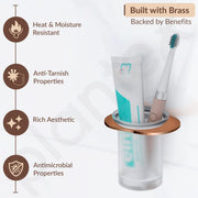 Plantex Smero Pure Brass Tooth Brush Holder/Tumbler Holder/Toothpaste Holder/Bathroom Accessories - Smart (PVD Rose Gold)