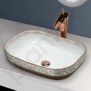Plantex Table Top Wash Basin For Bathroom/Designer Ceramic Basin/Countertop Vessel Sink Basin - Indo-European Collection (20 x 14.5 x 5.5 Inch)
