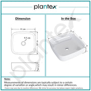 Plantex Platinum Ceramic Wash Basin/Basin for Bathroom/Tabletop Wash Basin/ Bathroom Basin (White, 16 x 16 x 5 Inch)