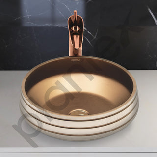 Plantex Round Wash Basin for Bathroom/Ceramic Tabletop Washbasin/Basin for Bathroom Indo-European Collection (16 x 16 x 7 Inch)