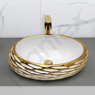 Plantex Table Top Wash Basin For Bathroom/Designer Ceramic Basin/Countertop Vessel Sink Basin - Indo-European Collection (EQTT-593, 23.5 x 15 x 7 Inch)