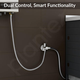 Plantex FLO-808 Pure Brass 2-Way Angle Valve/Angle Cocke for Bathroom With Brass Wall Flange & Teflon Tape (Mirror-Chrome Finish)