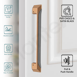 Plantex Door Handle/Main Door Handle/15 Inch Pull-Push Handle for Home/Office/Hotel - Pack of 1 (SH-365, Choco & Satin Black) - 3 Years Warranty