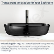 Plantex Matt Basin For Bathroom/Glass Tabletop Wash Basin/Luxury Countertop Basin For Home/Office (21 X 16 X 4 Inch - Black)