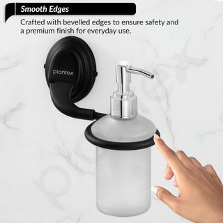 Plantex 304 Grade Stainless Steel Handwash Holder for Wash Basin Liquid Soap Dispenser Bathroom Accessories - Cubic (Black)
