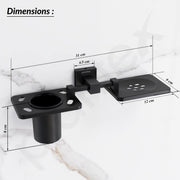Plantex 304 Grade Stainless Steel 2in1 Soap Dish with Tooth Brush Holder/Soap Stand/Tumbler Holder/Bathroom Accessories - Wall Mount (Matt Black)