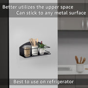 Plantex GI Steel Magnetic Refrigerator Shelf/Magnetic Shelf for Fridge/Spice Rack for Kitchen/Shelf for Bathroom - Pack of 1 (Black)