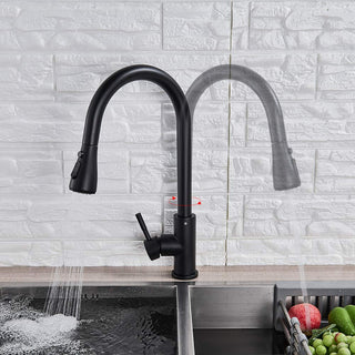 Plantex Stainless Steel 304 Single Lever Kitchen Tap/Hot & Cold-Water Mixer Tap with Flexible 360° Swivel Spout/Deck Mounted (8424-Black)