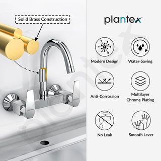 Plantex Sink Mixer Tap Hot and Cold with 360° Swivel Spout/Mixer Tap for Kitchen with Wall Flange and Teflon Tape/Kitchen Sink Tap (Celesiya-1248)