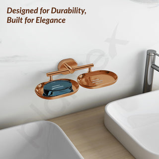 Plantex J4 Stainless Steel Double Soap Dish for Bathroom/Soap Holder for Bathroom/Wall Mounted Soap Holder/Bathroom Accessories (PVD Rose Gold Finish) Onix