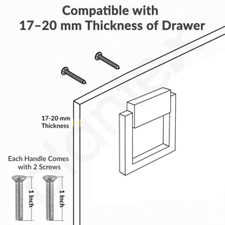Plantex Drawer Kadi/2 Inch Chest Handle for Drawer/Square Cabinet Kadi/Pull-Push Small Kadi for Home/Office Drawer - Pack of 2 (SH-358, Rose Gold)