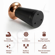 Plantex 4 Inch Sofa Leg for Bed Furniture/Aluminium Sofa Leg for Table/Support Legs/Furniture Leg - Pair of 3 (6 Piece) (DTS-87, Black & Rose Gold)