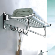 Plantex Stainless Steel Foldable Towel Rack for Bathroom/Towel Holder in Bathroom/Towel Stand with Hooks/Towel Rod/Bathroom Accessories - Pack of 5 (18 Inch,Chrome)