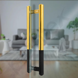 Plantex 14 Inch Main Door Handle, Stainless Steel & Aluminium, Pull-Push, Black & Gold