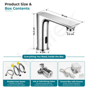 Plantex Sensor Tap for Wash Basin/Brass Touchless Basin Faucet/Electronic Pillar Tap for Sink - (10010, Chrome)