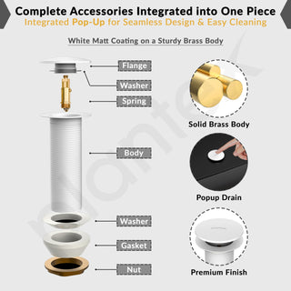 Plantex Pure Brass Waste Coupling for Wash Basin/ 5 inch Drain Out let System Full Thread Pop up Waste Coupling - Pack of 1 (Matt White)