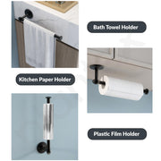 Plantex Stainless Steel Paper Holder/Kitchen Tissue Paper Roll Holder/Wall Mount Towel Stand/Kitchen Accessories - Pack of 1 (Black)