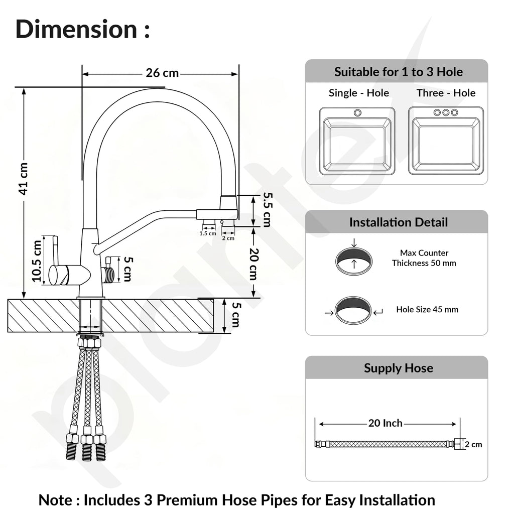 Plantex Pure Brass Flexible Tap for Kitchen Sink/Dual Flow Pull Out ...