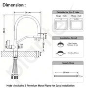 Plantex Pure Brass Flexible Tap for Kitchen Sink/Dual Flow Pull Out Sink Mixer Tap Hot and Cold/Movable/Rotable Water Mixer Faucet - (7904, Chrome)