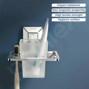 Plantex 304 Grade Stainless Steel Tooth Brush Holder/ABS Tumbler Holder/Tumbler Stand/Bathroom Accessories - Squaro (Chrome)
