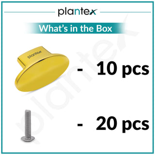 Plantex Knobs for Drawer/Small Drawer Knobs/Knobs for Cabinets/Pull-Push Knobs for Kitchen/Bedroom Drawer - Pack of 10 (Oval, Gold)