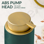 Plantex Ceramic Soap Dispenser for Washbasin/Soap Dispenser for Bathroom ABS Pump Head - Green & Gold (Pack of 1)