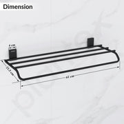 Plantex 304 Grade Stainless Steel 24-inch Bathroom Towel Rack/Towel Bar/Towel Stand/Towel Rod/Bathroom Accessories - Pack of 1 (Crystal - Black)