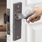 Plantex Heavy Duty Door Lock ÃƒÂ¢Ã¢â€šÂ¬Ã¢â‚¬Å“ Bathroom Door Lock/Mortise 8inch Keyless Plate Handle Set for Home/Bathroom/Store Room/Balcony/Office with Baby Latch (8106, Satin Black)