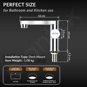 Plantex Pillar Cock Tap for Wash Basin/Premium Tap for Kitchen Sink/360 Degree Swivel Spout/Single knob Tabletop Basin Sink Cock - Pack of 1 (Chrome, BLO-003)
