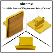 Plantex Knobs for Drawer/Square Drawer Knobs/Knobs for Cabinets/Pull-Push Knobs for Kitchen/Bedroom Drawer - Pack of 4 (Big, Gold & Wood)
