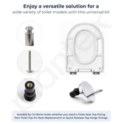 Plantex 55MM QQ Toilet Seat Cover Hinges/Soft Close QQ Quick Release Replacement Kit/Corrosion-Resistant Hydraulic Dampers with Screws & Fittings/Easy Installation-1 Pair (2 Piece)