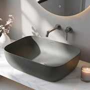 Plantex Wash Basin for Bathroom/Ceramic Basin/Rectangle Tabletop Basin/Wash Basin for Home/Restaurant (Cloud Grey - 18 x 13 x 5 Inch)