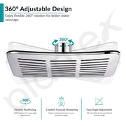 Plantex ABS Shower Head for Bathroom/12x8 inch Head for bathroom/Rain Showers Head for bathroom/Pressurized Showers Head – (Chrome, D399)