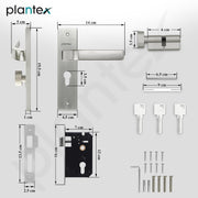 Plantex Heavy-Duty Door Lock Set - Main Door Lock Handle Set/ 6-Lever Lock Mechanism with 3 Years of Warranty/Mortise Lock with 3 Keys, Brass Lock Body & Cylinder (8107 - Matt)