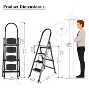 Plantex 4 Step Ladder for Home-Foldable Steel -Wide Anti Skid Steps - 5 Year Manufacturer Warranty (Gray & White)