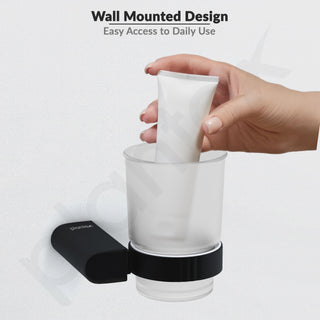 Plantex Tumbler Holder for Bathroom/Aluminium Toothbrush Holder/Bathroom Accessories - Pack of 1 (Black)