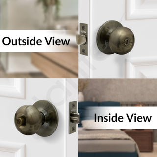 Plantex Bathroom Door Lock/Keyless Cylindrical Lock for Bathroom/Balcony/Tubular Door Knob/Handle (Without Key-Brass Antique)