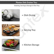 Plantex Dish Drainer Tray Only/Rectangular Water Drain Tray for Kitchen Basket/Plastic Drip Tray Water Collector for Utensils Basket  â€“ Pack of 1 (Black, 45 x 35 x 3 cm)