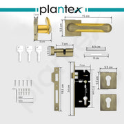 Plantex Triple Security Door Lock for Home/Main Door Lock Set with 3 Years of Warranty/Mortise Lock for Door with Brass Lock Body & Cylinder (7124, Brass Antique & Gold)