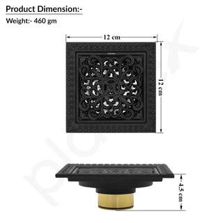 Plantex Solid Brass Floor Drain Cover/Shower Drain/Floor Trap/Bathroom Drain Cover/Jali for Bathroom/Kitchen - (Black, 5 x 5 Inch)