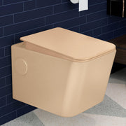 Plantex Platinum Ceramic Rim Wall Hung Western Commode for Toilet/Commode for Bathroom/Washdown Flush Western Toilet with Soft Close Toilet Seat Cover- (Beige-M)