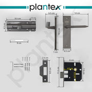 Plantex Heavy Duty Door Lock ÃƒÂ¢Ã¢â€šÂ¬Ã¢â‚¬Å“ Bathroom Door Lock/Mortise 8inch Keyless Plate Handle Set for Home/Bathroom/Store Room/Balcony/Office with Baby Latch (8105, Satin Black)