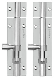 Plantex Stainless Steel Tower Bolt/Tower Bolt for Home,Offices Doors and Windows/Tower Bolt for Main Door/Door Latch/Kundi/Chitakini/Door Latch for Windows - Pack of 2 (Chrome-Silver, 4 inch)