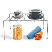 Plantex Stainless Steel Stoarge Rack/Shelf Divider for Kitchen/Storage Rack for Cabinet/Plate Stand/Dish Rack (Chrome)