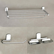 Plantex Parv 304 Grade Stainless Steel Towel Rack for Bathroom/Double Soap Holder/Napkin Ring/Bathroom Accessories - Chrome