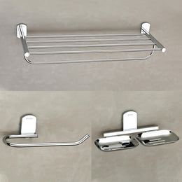 Plantex Parv 304 Grade Stainless Steel Towel Rack for Bathroom/Double Soap Holder/Napkin Ring/Bathroom Accessories - Chrome