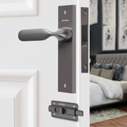 Plantex Heavy Duty Door Lock ÃƒÂ¢Ã¢â€šÂ¬Ã¢â‚¬Å“ Bathroom Door Lock/Mortise 8inch Keyless Plate Handle Set for Home/Bathroom/Store Room/Balcony/Office with Baby Latch (8106, Satin Black)
