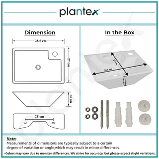 Plantex Platinum Ceramic Wall Mounted Basin/Corner Basin/Wash Basin for Bathroom/Wall Hung Washbasin/Sink for Restaurant, Hotel/10 Years Glaze Warranty by Plantex (Candy -15 x 11 x 5 Inch)