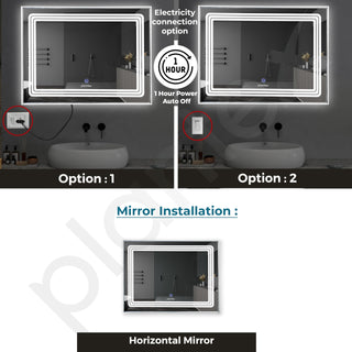 Plantex Glass LED Mirror for Bedroom/Wall with 3 Lighting Option/Smart Mirror for Living Room/Bedroom/Dressing Room - Rectangle Shape (18 X 24 Inch)